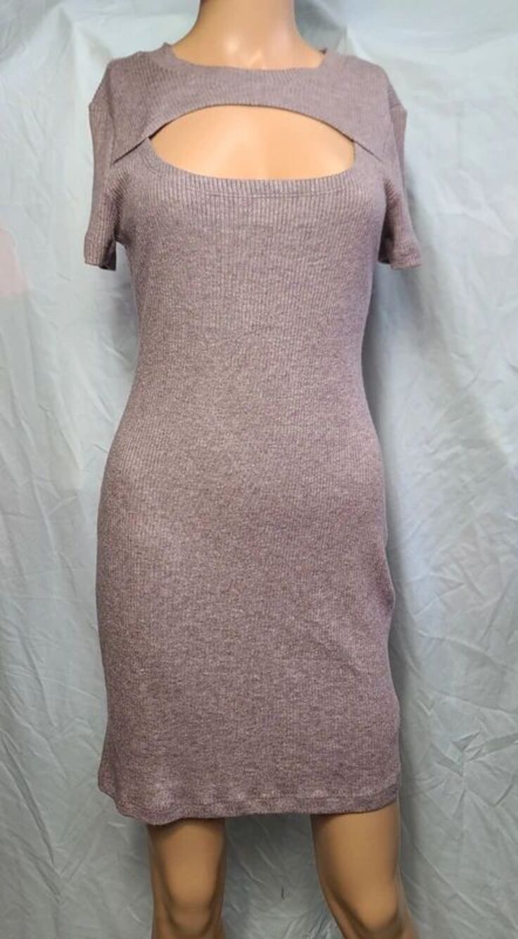 New Wild Fable Medium Mauve Ribbed Bodycon dress stretch cutout